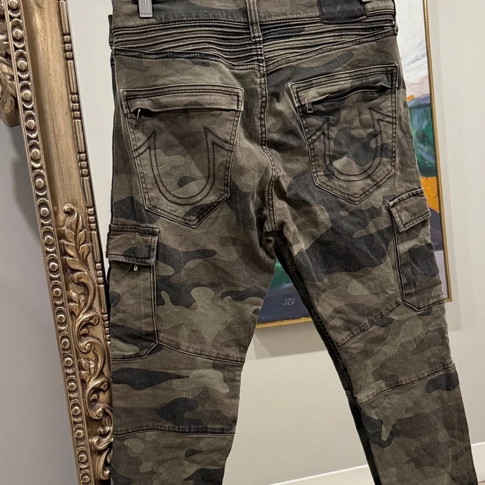 True Religion Green and Black Cargo Pants